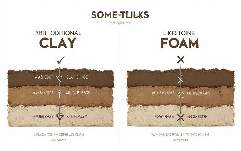Comparison: traditional slurry vs. limestone-foam in clay
