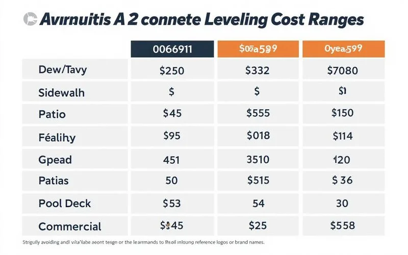 Price range table by slab type infographic