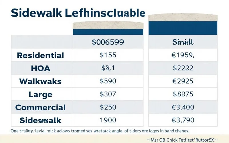Sidewalk leveling cost range by job size